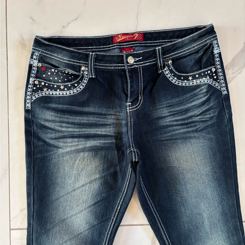 Seven7 Women's Dark Blue Straight Leg Jeans - Picture 6 of 14